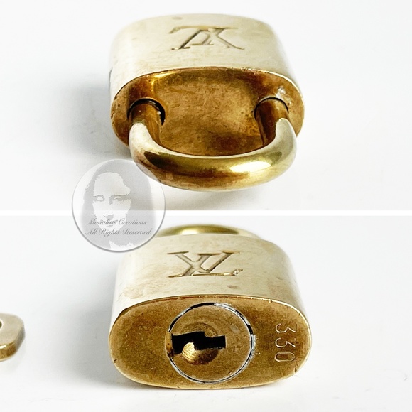 Vintage Louis Vuitton Lock & Key Small Brass Bag or Luggage Lock LV Logo - Picture 4 of 10